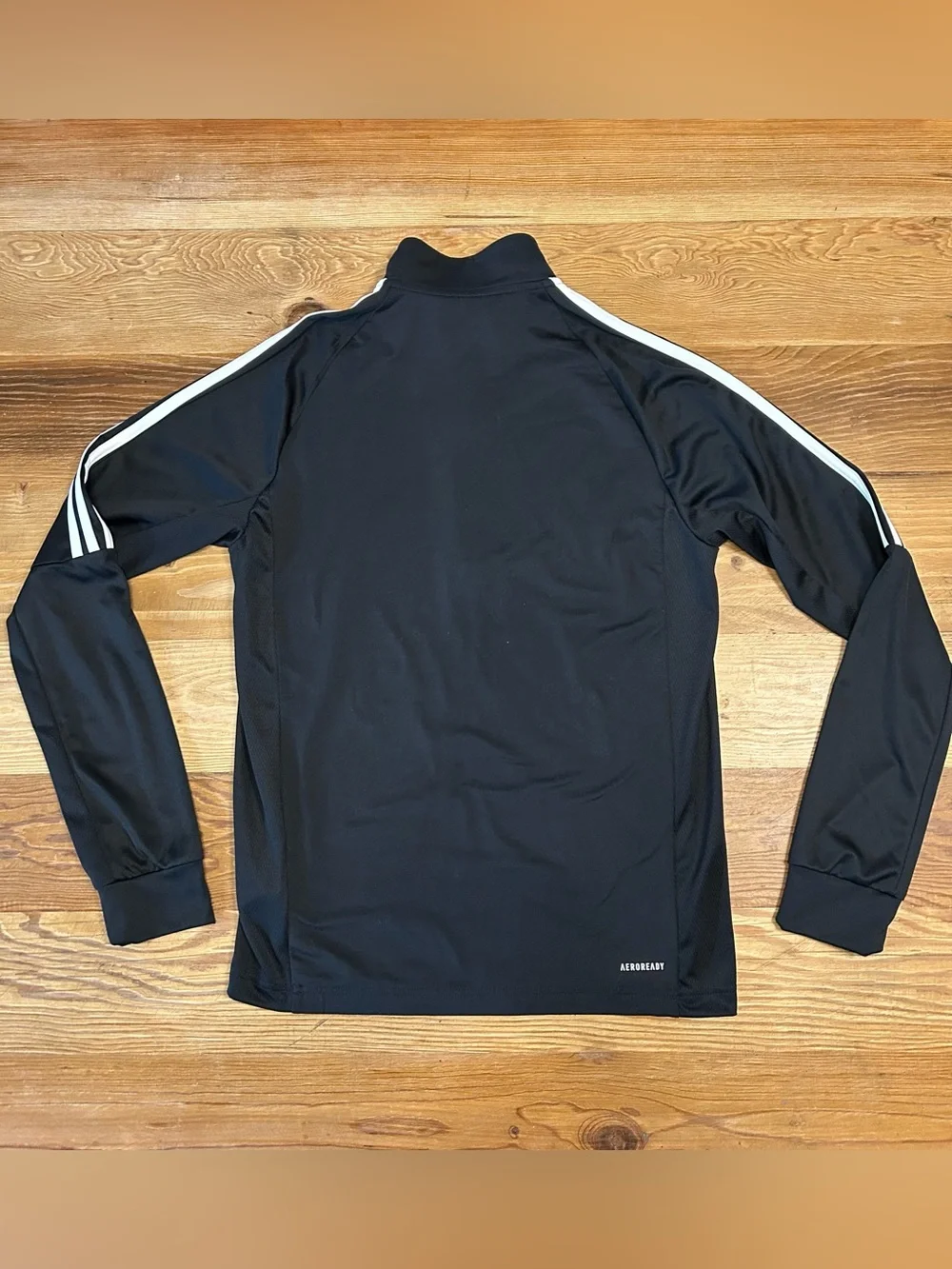 adidas Black Long-Sleeve 1/4 Zip Performance Jacket with White Stripes
